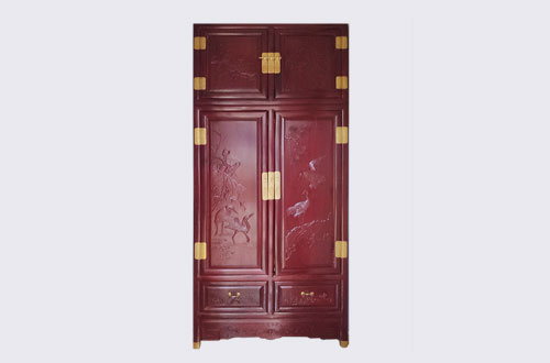 扬州高端中式家居装修深红色纯实木衣柜